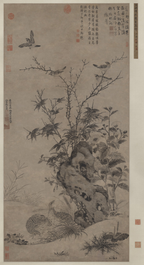 立秋意境配图:Quails and Sparrows in an Autumn Scene
