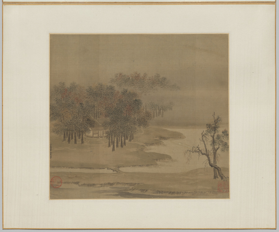 秋分意境配图:Cottages in a Misty Grove in Autumn