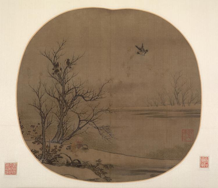 小雪意境配图:Birds and Ducks on a Snowy Islet